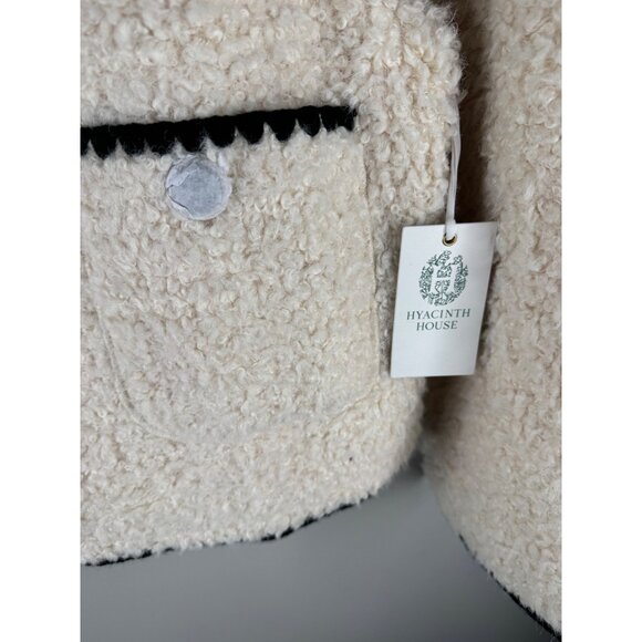 Hyacinth House Cream & Black Trim Sherpa Audrey Jacket Cardigan Sweater Size L - Picture 8 of 9